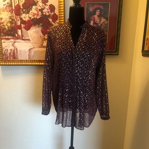 Beautiful burgundy and gold sheer blouse